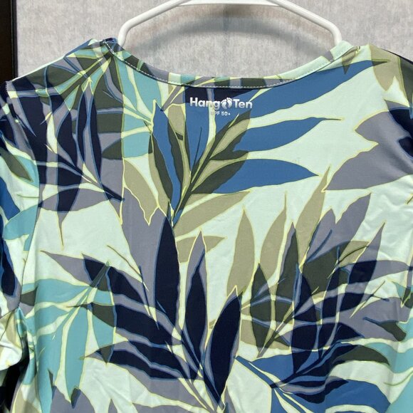 Hang Ten UV Protection Long Sleeve Palm Frond Tropical Foliage Tee Rash Guard M - Picture 5 of 11
